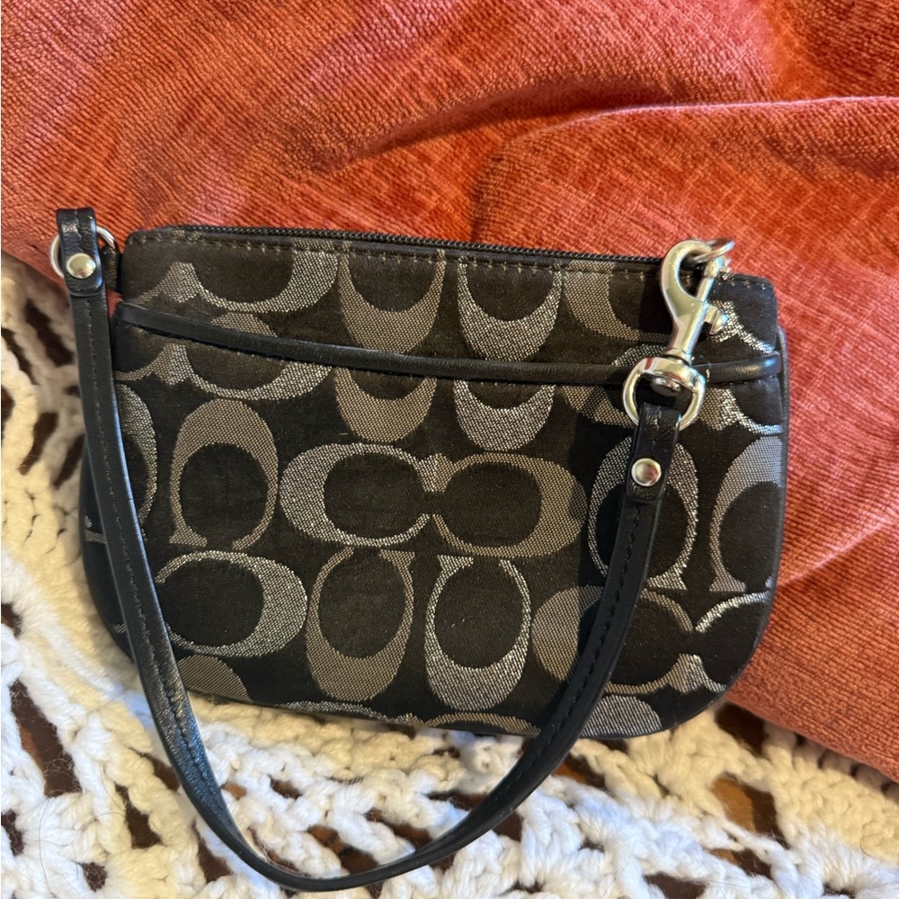 Coach Black and Gray Patterned Wristlet